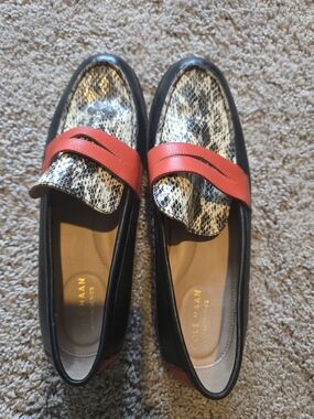 Cole Haan Women's Black & Red Snake-Print Loafers